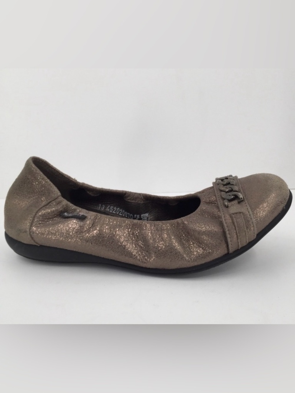 Mephisto Alison shoe crackle leather ballet flat comfort bronze chain 8